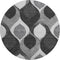 8' Black And Silver Ogee Washable Round Rug With UV Protection