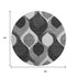 8' Black And Silver Ogee Washable Round Rug With UV Protection