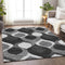 9' X 12' Black And Silver Ogee Washable Area Rug With UV Protection