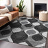 9' X 12' Black And Silver Ogee Washable Area Rug With UV Protection