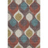 8' X 10' Brown Rust And Teal Ogee Washable Area Rug With UV Protection