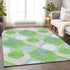 9' X 12' Lime Green Blue And Ivory Ogee Washable Area Rug With UV Protection
