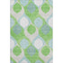9' X 12' Lime Green Blue And Ivory Ogee Washable Area Rug With UV Protection