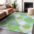 9' X 12' Lime Green Blue And Ivory Ogee Washable Area Rug With UV Protection