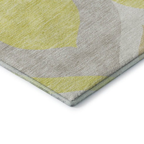 8' X 10' Yellow Ivory And Gray Ogee Washable Area Rug With UV Protection