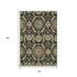5' X 8' Black Gold And Copper Floral Washable Area Rug With UV Protection