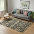 5' X 8' Black Gold And Copper Floral Washable Area Rug With UV Protection