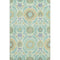 5' X 8' Mint Green Blue And Beige Floral Washable Area Rug With UV Protection
