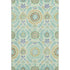 5' X 8' Mint Green Blue And Beige Floral Washable Area Rug With UV Protection