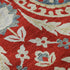 8' Red Gold And Blue Floral Washable Round Rug With UV Protection