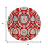 8' Red Gold And Blue Floral Washable Round Rug With UV Protection