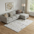 9' X 12' Silver Gray And Beige Floral Washable Area Rug With UV Protection