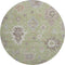 8' Artichoke Green Beige And Taupe Floral Medallion Washable Round Rug With UV Protection