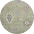 8' Artichoke Green Beige And Taupe Floral Medallion Washable Round Rug With UV Protection
