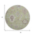 8' Artichoke Green Beige And Taupe Floral Medallion Washable Round Rug With UV Protection
