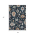 5' X 8' Black Blue And Ivory Floral Medallion Washable Area Rug With UV Protection