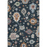 5' X 8' Black Blue And Ivory Floral Medallion Washable Area Rug With UV Protection