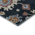 5' X 8' Black Blue And Ivory Floral Medallion Washable Area Rug With UV Protection