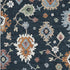 5' X 8' Black Blue And Ivory Floral Medallion Washable Area Rug With UV Protection