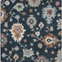 5' X 8' Black Blue And Ivory Floral Medallion Washable Area Rug With UV Protection
