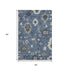 5' X 8' Blue Gray And White Floral Medallion Washable Area Rug With UV Protection