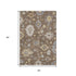 5' X 8' Chocolate Gold And Gray Floral Medallion Washable Area Rug With UV Protection