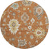 8' Rust Ivory And Gray Floral Medallion Washable Round Rug With UV Protection
