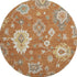 8' Rust Ivory And Gray Floral Medallion Washable Round Rug With UV Protection