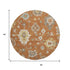 8' Rust Ivory And Gray Floral Medallion Washable Round Rug With UV Protection