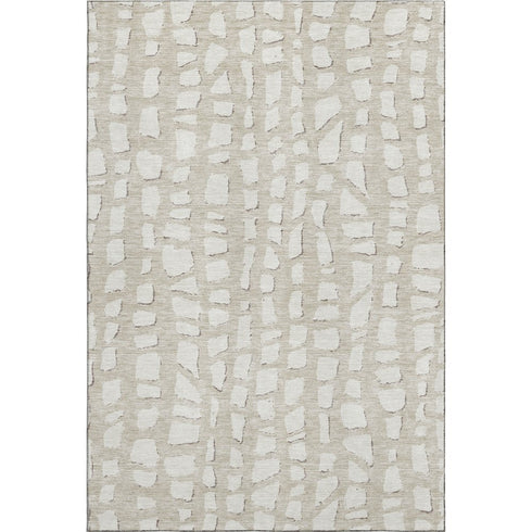9' X 12' Beige And Ivory Cobblestone Washable Area Rug With UV Protection