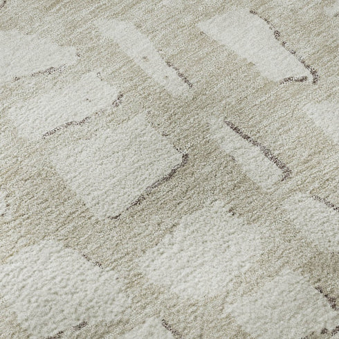 9' X 12' Beige And Ivory Cobblestone Washable Area Rug With UV Protection