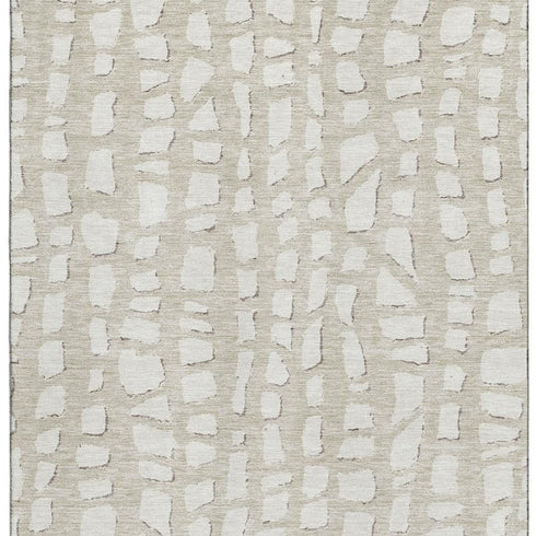 9' X 12' Beige And Ivory Cobblestone Washable Area Rug With UV Protection
