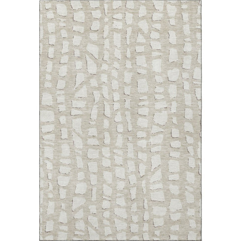 9' X 12' Beige And Ivory Cobblestone Washable Area Rug With UV Protection