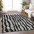 9' X 12' Black And Ivory Cobblestone Washable Area Rug With UV Protection