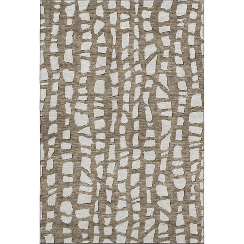 5' X 8' Brown And Ivory Cobblestone Washable Area Rug With UV Protection