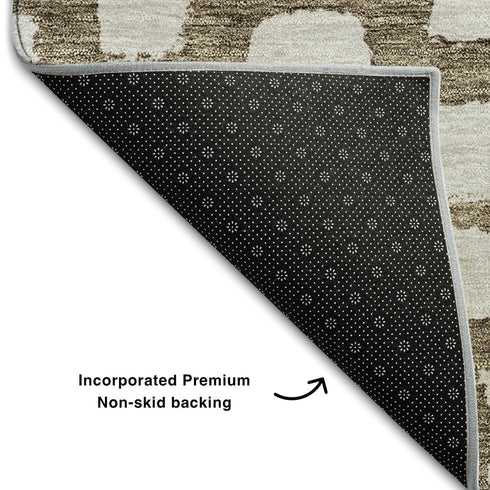 5' X 8' Brown And Ivory Cobblestone Washable Area Rug With UV Protection