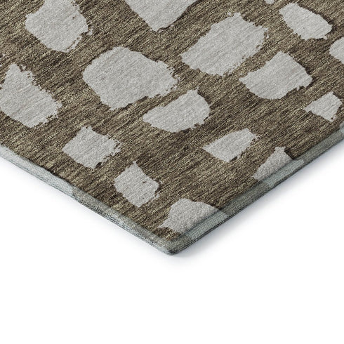 5' X 8' Brown And Ivory Cobblestone Washable Area Rug With UV Protection