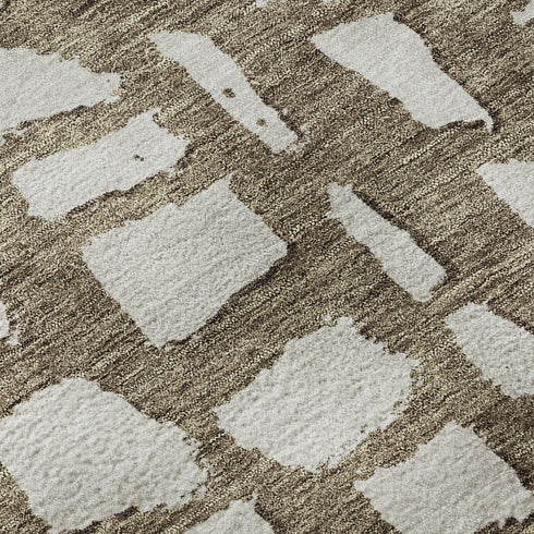 5' X 8' Brown And Ivory Cobblestone Washable Area Rug With UV Protection