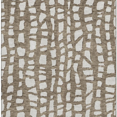 5' X 8' Brown And Ivory Cobblestone Washable Area Rug With UV Protection
