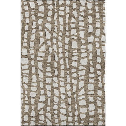 5' X 8' Brown And Ivory Cobblestone Washable Area Rug With UV Protection