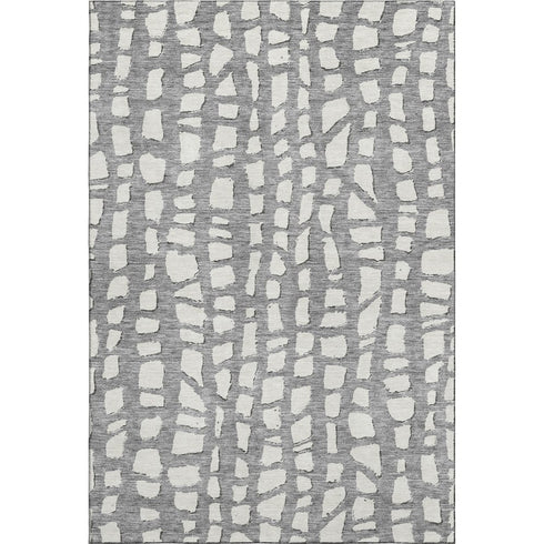 5' X 8' Gray And Ivory Cobblestone Washable Area Rug With UV Protection