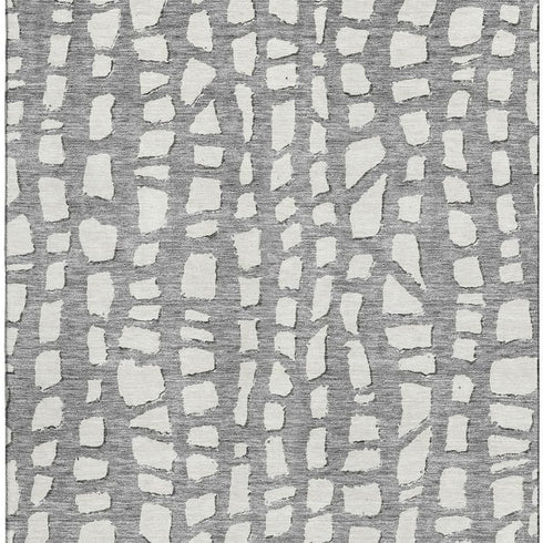 5' X 8' Gray And Ivory Cobblestone Washable Area Rug With UV Protection