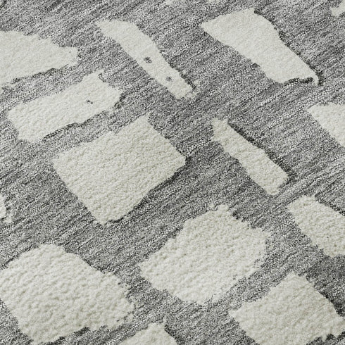 8' Gray And Ivory Cobblestone Washable Round Rug With UV Protection