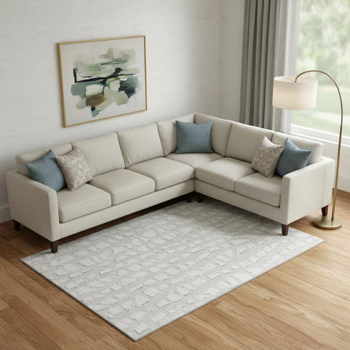 8' X 10' Silver And Ivory Cobblestone Washable Area Rug With UV Protection