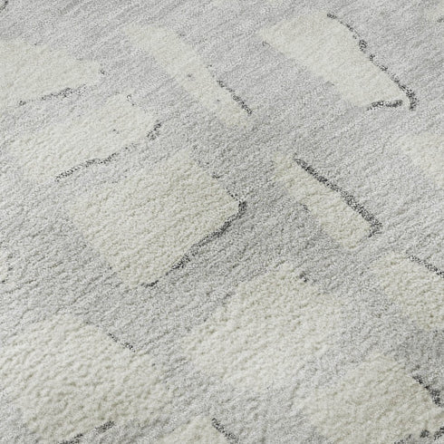 8' X 10' Silver And Ivory Cobblestone Washable Area Rug With UV Protection