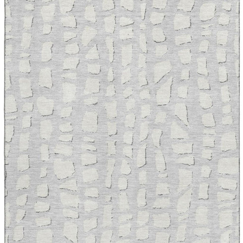 8' X 10' Silver And Ivory Cobblestone Washable Area Rug With UV Protection