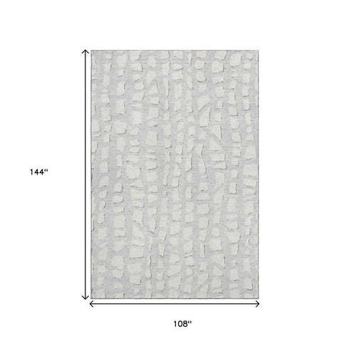 9' X 12' Silver And Ivory Cobblestone Washable Area Rug With UV Protection