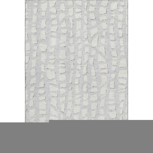 9' X 12' Silver And Ivory Cobblestone Washable Area Rug With UV Protection