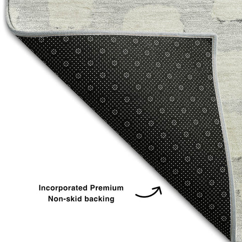 9' X 12' Silver And Ivory Cobblestone Washable Area Rug With UV Protection