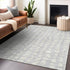 9' X 12' Silver And Ivory Cobblestone Washable Area Rug With UV Protection